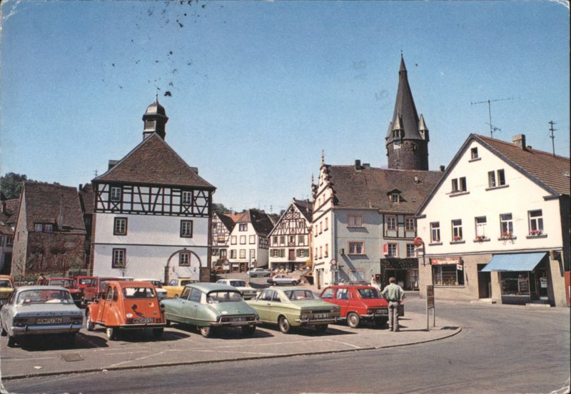 Town Square with Church and Half-Timbered Buildings, Ottweiler Germany