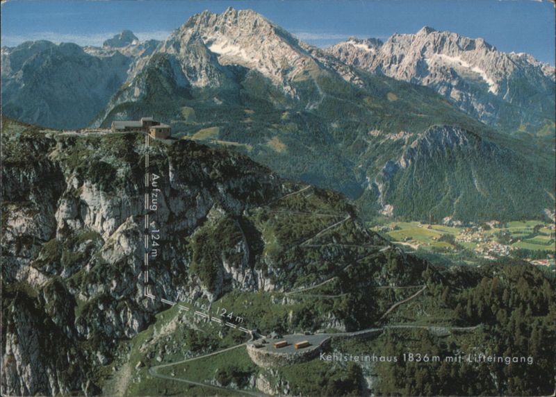 Kehlsteinhaus (1836m) with Lift, Tunnel, and Mountains Berchtesgaden Germany