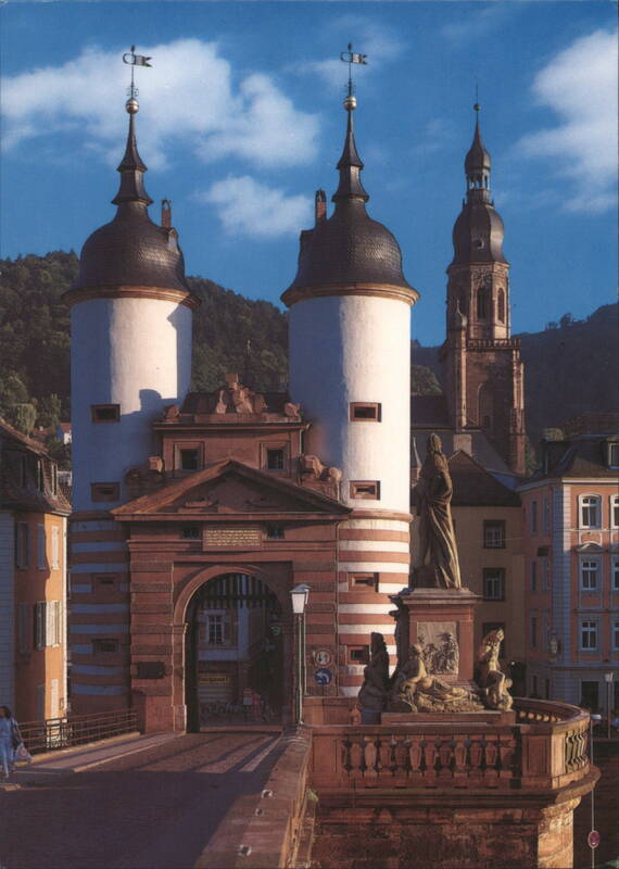 Heidelberg Old Bridge Gate and Church of the Holy Ghost Germany