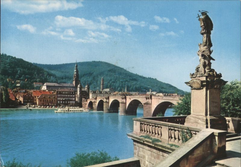 Heidelberg Old Bridge (Alte Neckarbrücke) & St. John Statue Germany