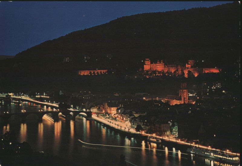 Heidelberg at Night with Castle and Old Bridge Germany