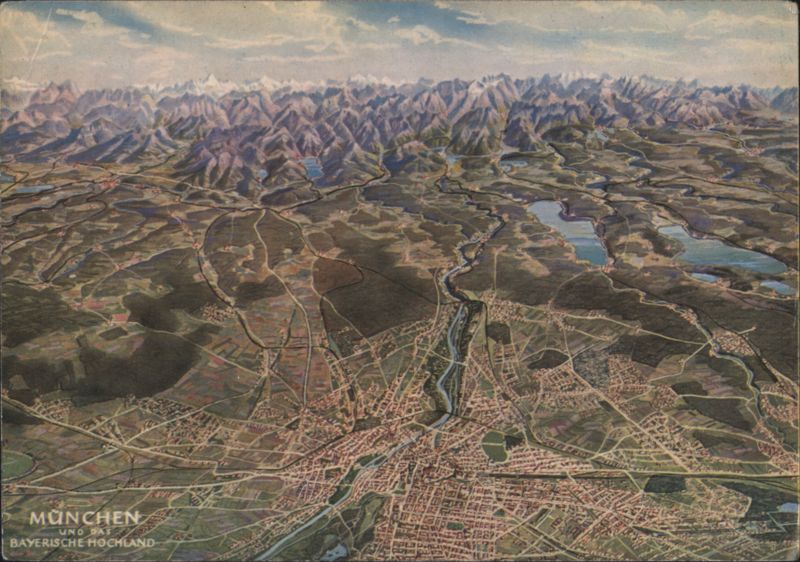 Munich and the Bavarian Highlands Aerial View Germany