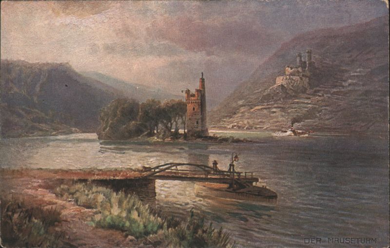 Mäuseturm and Burg Ehrenfels on the Rhine River Germany