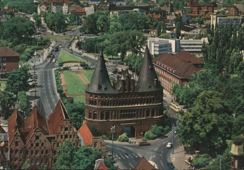 Aerial View of Holstentor, Lübeck Germany
