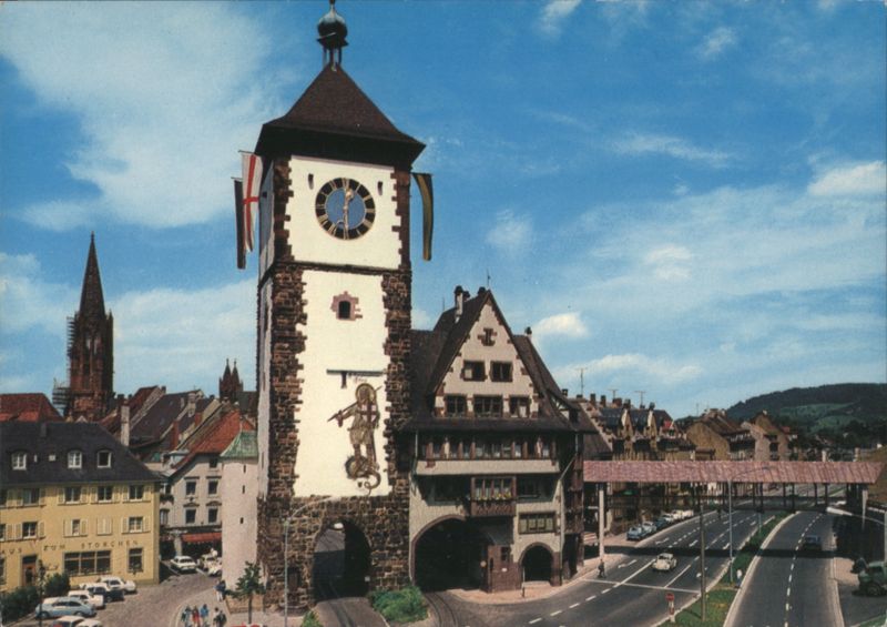 Schwabentor mit Schwabentorsteg, Freiburg im Breisgau Germany