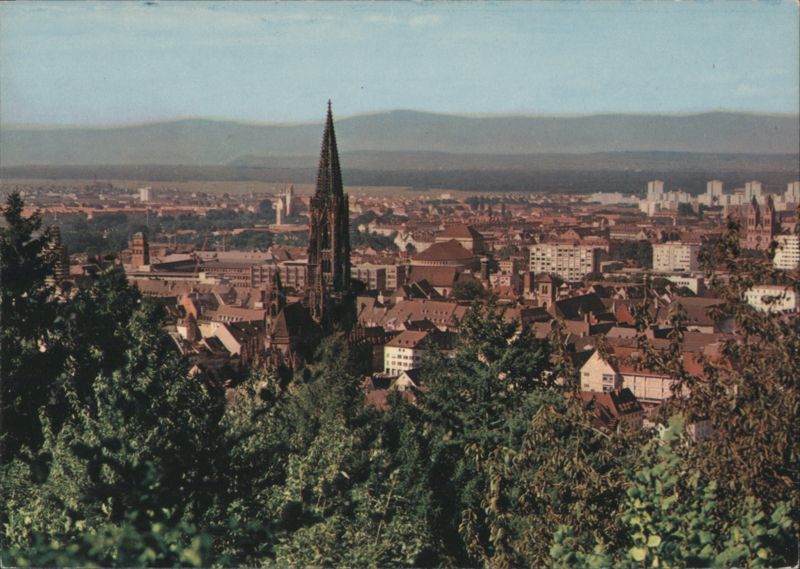 Freiburg im Breisgau Cityscape with Cathedral Spire Germany