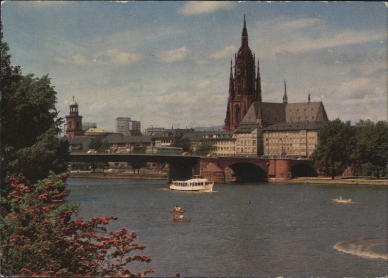 Main River Panorama with St. Paul's Church and Cathedral Frankfurt am Main Germany