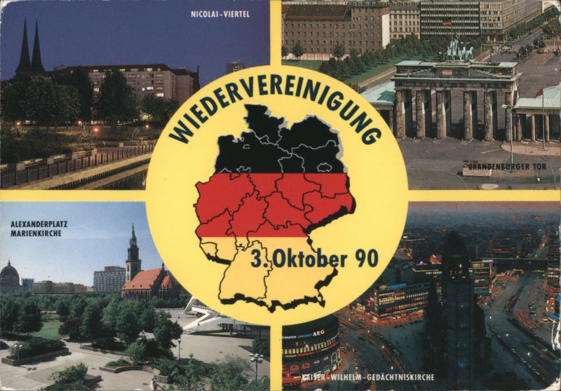 German Reunification, Berlin Landmarks & Map - October 3, 1990 Germany