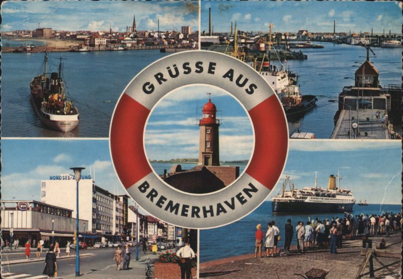 Bremerhaven Multi-View with Lighthouse and Harbor Scenes Germany