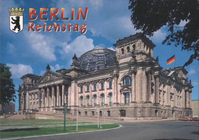 BERLIN Reichstag with Glass Dome and Bear Crest Germany