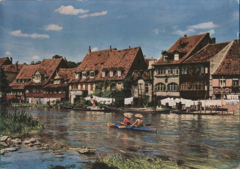 Klein-Venedig in Bamberg with Rowboats on River Germany