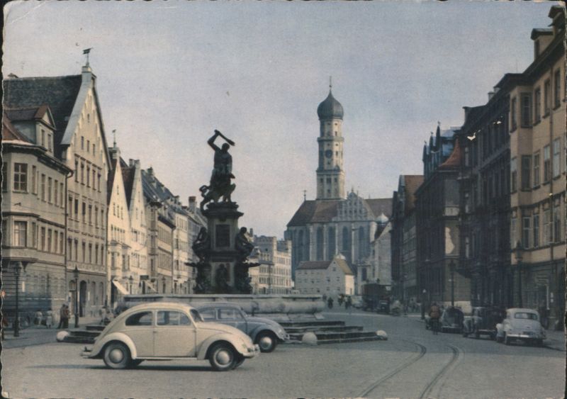 Herkulesbrunnen and St. Ulrich and Afra, Augsburg Germany