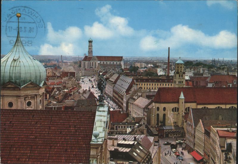 Augsburg: View from Perlach of Maximilianstraße & St. Ulrich Germany