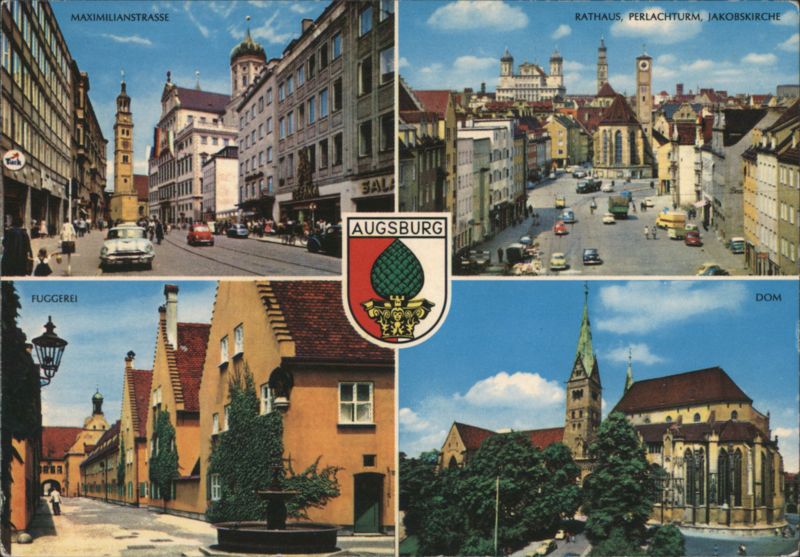 Augsburg City Views: Maximilianstrasse, Fuggerei, Rathaus & Dom Germany