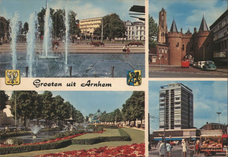 Arnhem City Views: Fountains, Historic Buildings, and Wilhelmina Hotel Netherlands