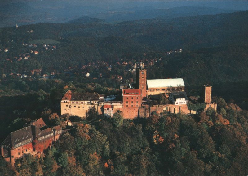 Wartburg Castle Aerial View from West, Eisenach Germany