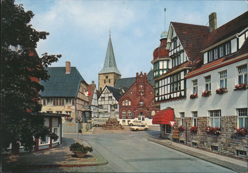 Ennigerloh Square Im Drubbel, Church, Half-Timbered Houses Germany