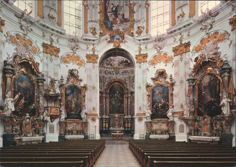Benedictine Ettal Abbey Church Altars with J.B. Straub Sculptures Germany