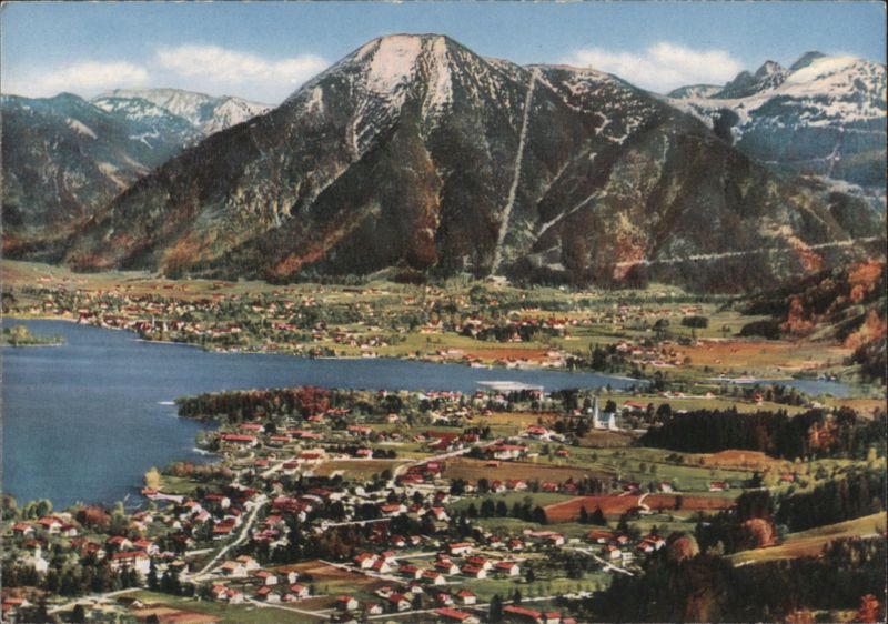 Bad Wiessee and Tegernsee Lake with Wallberg Mountain Germany