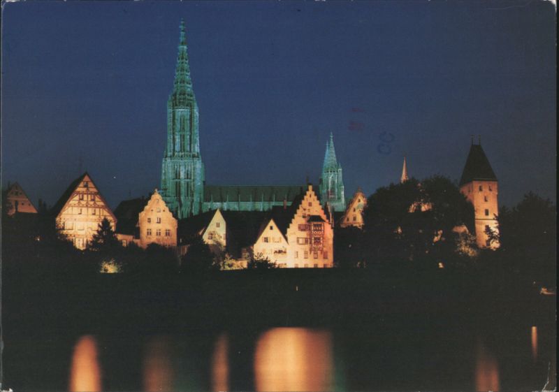 Ulm Cathedral at Night with World's Tallest Spire Germany