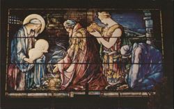 Adoration of the Christ Child Stained Glass Window Postcard