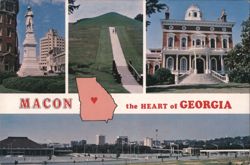 Macon: Historical Landmarks and City View, The Heart of Georgia Postcard