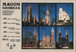 Historically Significant Churches of Macon, Georgia Postcard