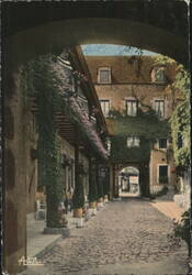 Cobblestone Courtyard, Hostellerie de la Poste Postcard