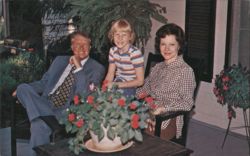 Jimmy, Rosalynn & Amy Carter on Mother Allie's Porch Postcard