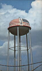 Plains, Georgia Water Tank with American Flag Design Postcard