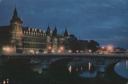 Pont au Change and Conciergerie, Illuminated Postcard