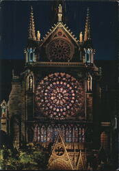 Notre-Dame, South Rose Window Illumination, Paris Postcard