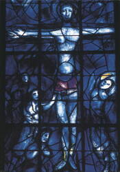Chagall Stained Glass: The Crucifixion, Reims Cathedral Postcard