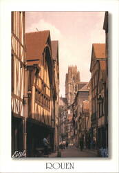 Rue Damiette with Saint-Ouen Church Tower, Rouen Postcard