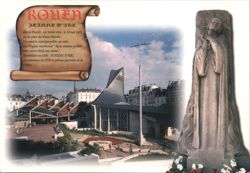 Rouen: Church of Sainte-Jeanne d'Arc & Statue at Old Market Square Postcard