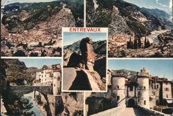 Entrevaux Views with Fortifications and Valley Postcard