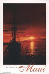 Lahaina Sunset with Sailing Ship, Island of Maui Postcard