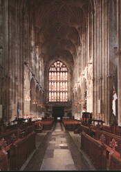 Bath Abbey Interior, Choir Looking Towards West Doors Postcard