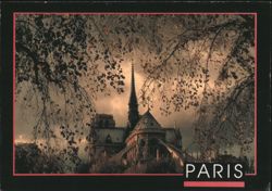 Notre Dame Cathedral with Autumn Trees, Paris Postcard