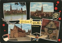 Grüsse aus Ulm - City Views with Minster and Rathaus Postcard