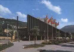 Grieghallen Concert Hall with Flags, Bergen Postcard