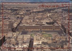 Mexico City Zócalo Panoramic View, 1950s Postcard