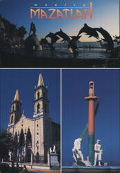 Multiple Views of Mazatlan Downtown Postcard