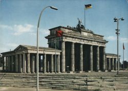 Brandenburg Gate with Wall and German Flag, Berlin Postcard