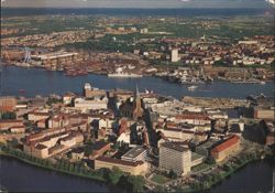Kiel City Center, Shipyards and East Bank Aerial View Postcard