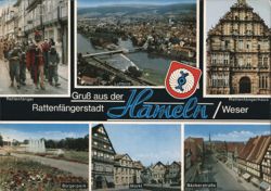 Hameln, Pied Piper City on the Weser River Postcard