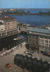 Hamburg, Germany - View of Alster Lakes and Inner City Canal Postcard