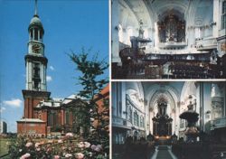 St. Michaeliskirche & Interior, Hamburg Postcard