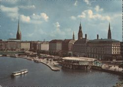 Jungfernstieg and Inner Alster Lake Panorama, Hamburg Postcard