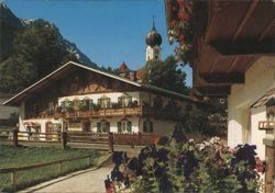 Garmisch-Partenkirchen Bavarian Farmhouse Church Chrome Postcard Postcard